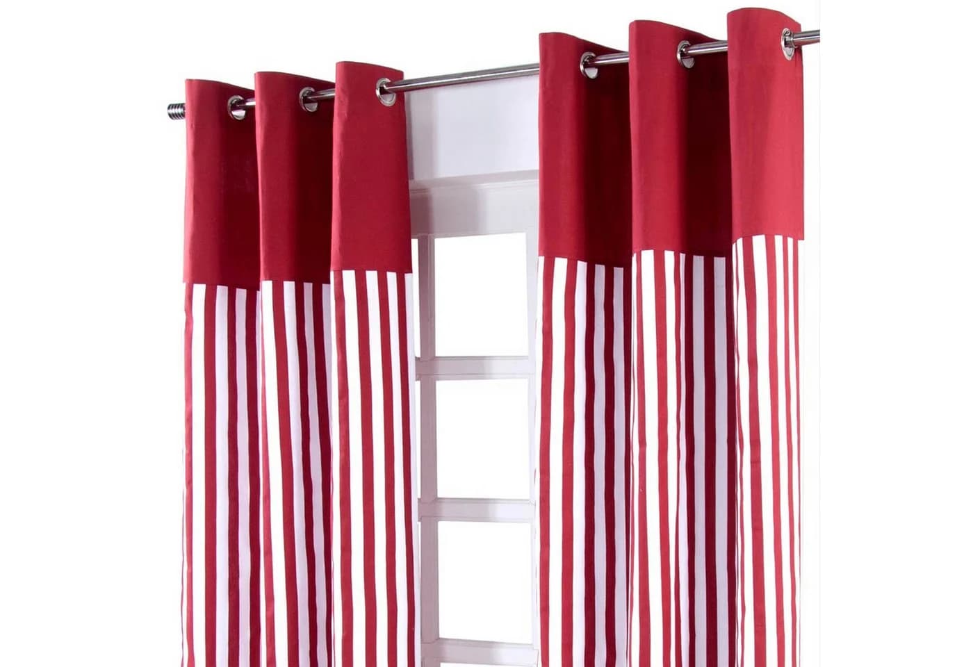 Homescapes Gardine mit Ösen Breite Streifen Rot 100% Baumwolle