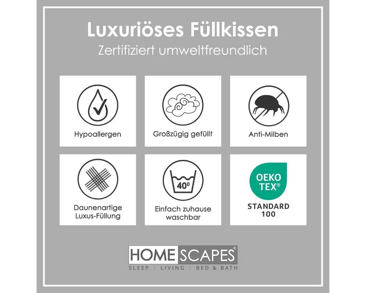 Homescapes Federkissen 4er Set 48x74cm 100% Entenfedern - Bild 5