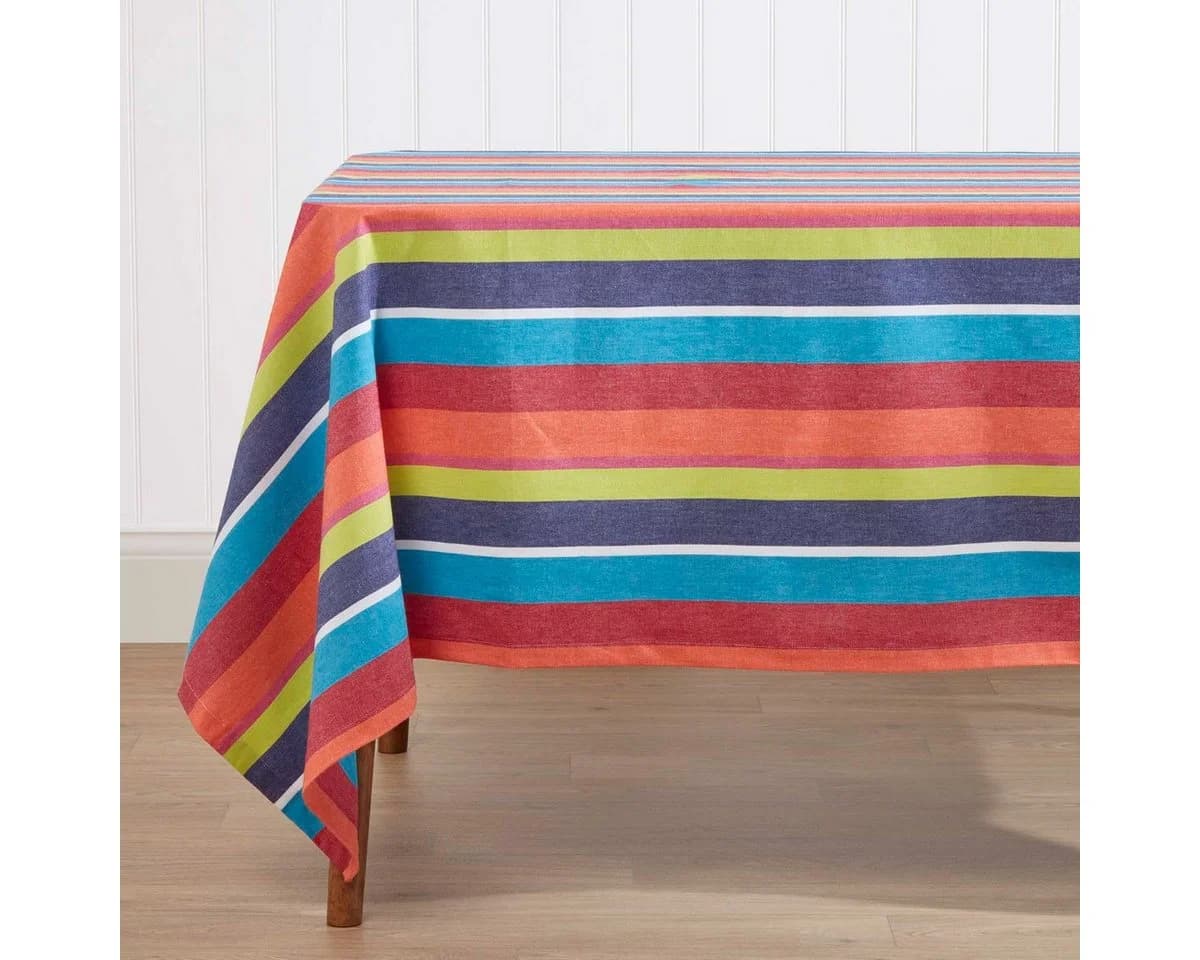 Homescapes Bunte Tischdecke Gestreift 100% Baumwolle - Bild 2