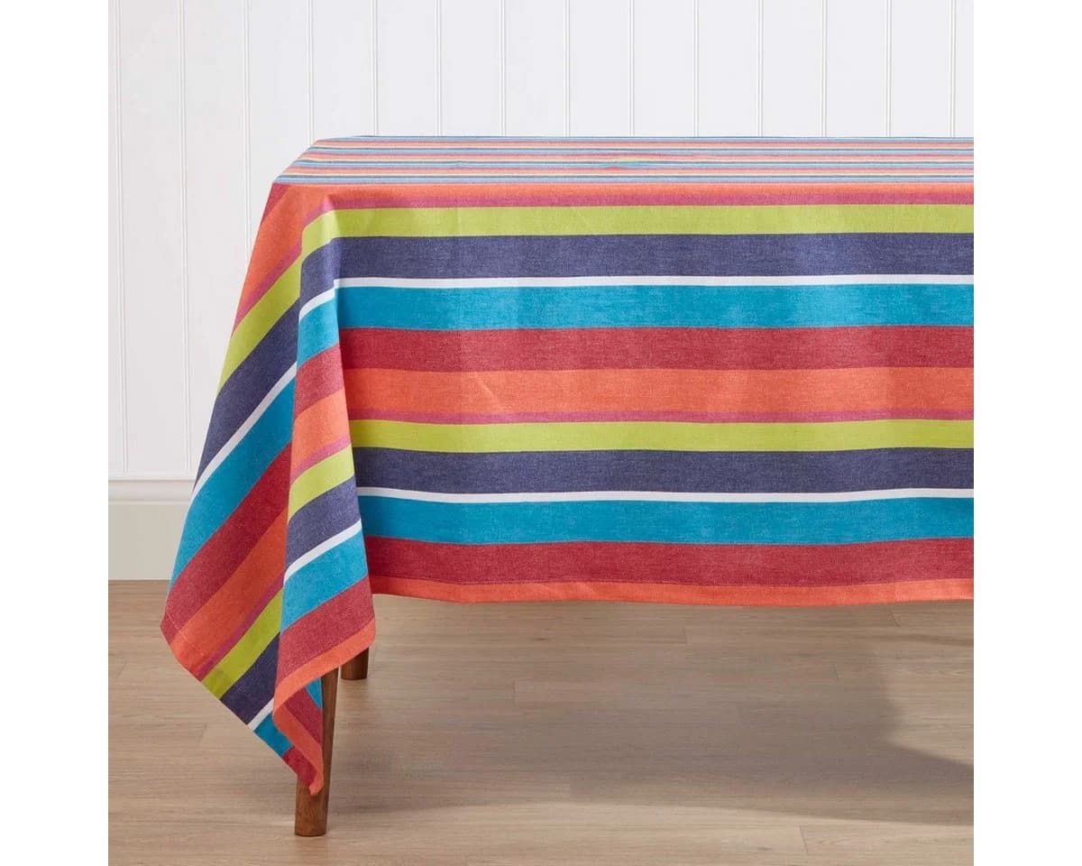Homescapes Bunte Gestreifte Tischdecke 100% Baumwolle - Bild 2