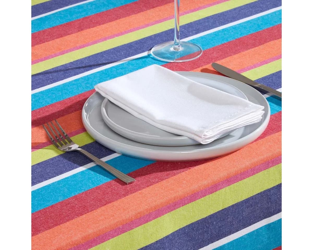 Homescapes Bunte Gestreifte Tischdecke 100% Baumwolle - Bild 3