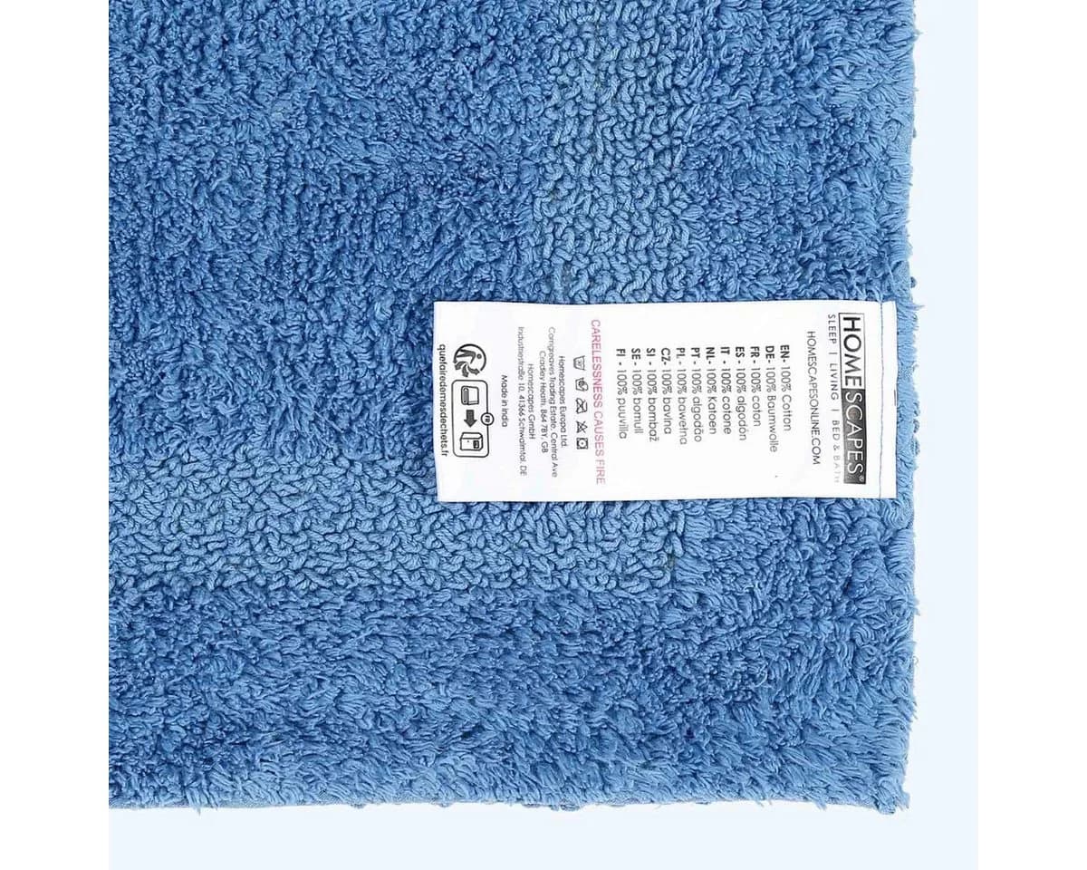 Homescapes Badematte 2-tlg. Badgarnitur Blau Baumwolle - Bild 5