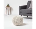 Homescapes Runder Strickpouf 100% Baumwolle Natur Bild 1