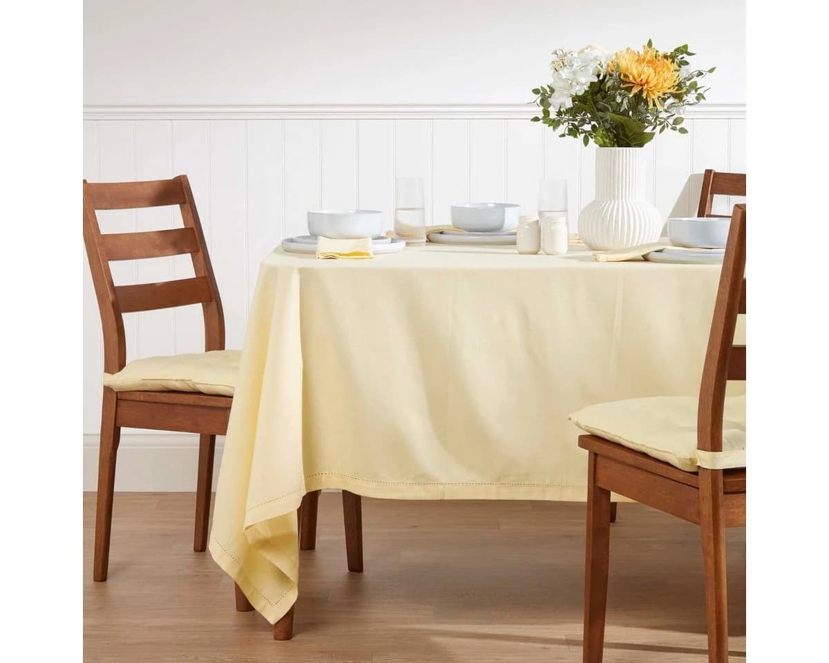 Homescapes Tischdecke Creme 100% Baumwolle Quadratisch - Bild 2