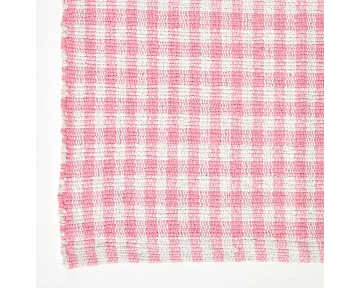 Homescapes Teppich Webteppich rosa-weiß kariert Baumwollteppich Vichy-Karo - Bild 3