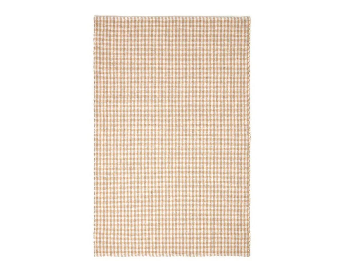 Homescapes Webteppich Vichy-Karo Beige-Weiß Baumwolle