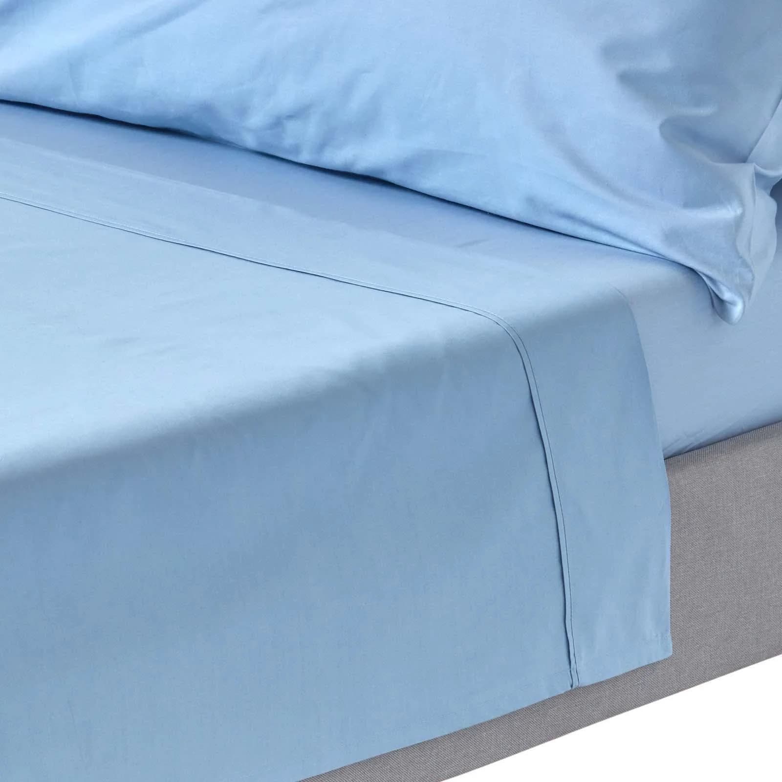 Homescapes Bettlaken ohne Gummizug Ägyptische Baumwolle Blau