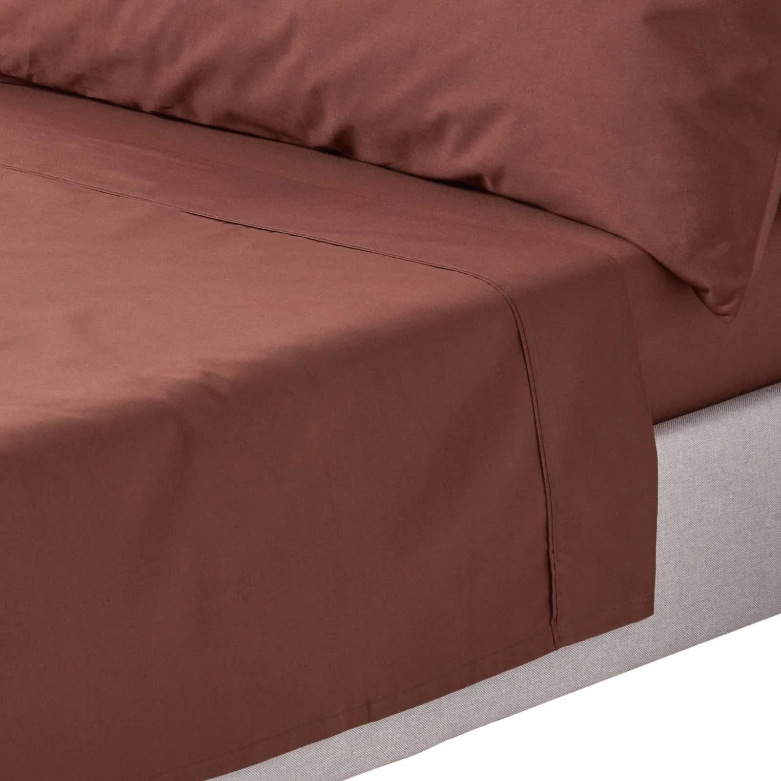 Homescapes Bettlaken ohne Gummizug Ägyptische Baumwolle Braun Fadendichte 200