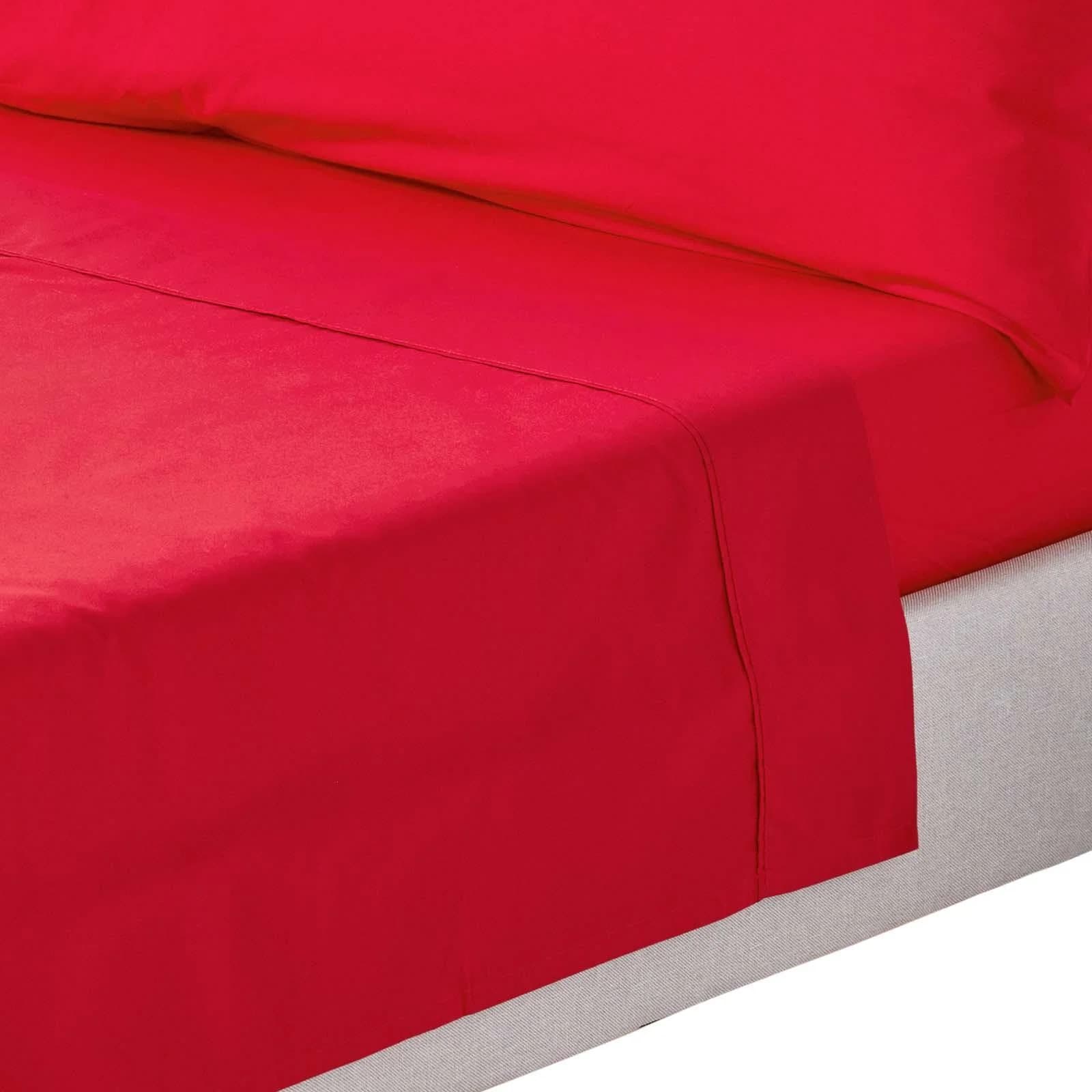 Homescapes Bettlaken ohne Gummizug Ägyptische Baumwolle Rot
