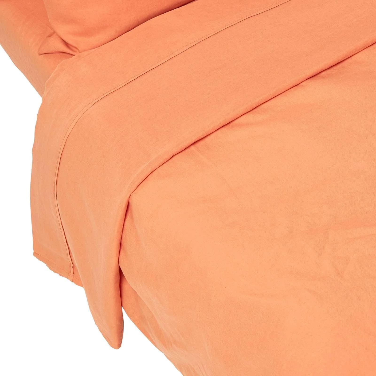 Homescapes LEINEN-BETTLAKEN ohne Gummizug Orange 60% Leinen & 40% Baumwolle