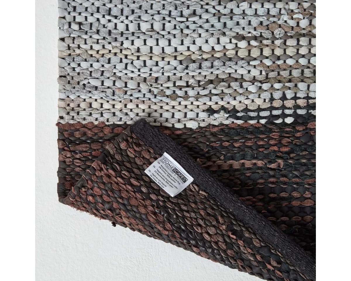 Homescapes Lederteppich Recycelt Grau Braun Schwarz - Bild 5