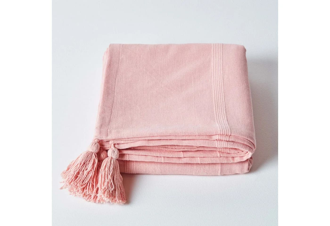 Homescapes Tagesdecke Rosa 100% Baumwolle mit Quasten