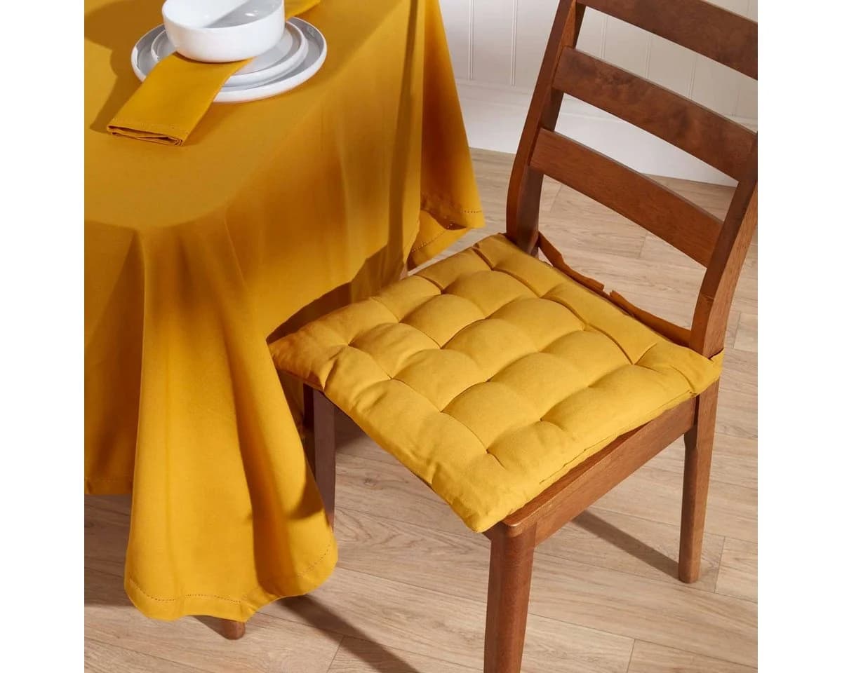 Homescapes Tischdecke Senfgelb 100% Baumwolle Quadratisch - Bild 5