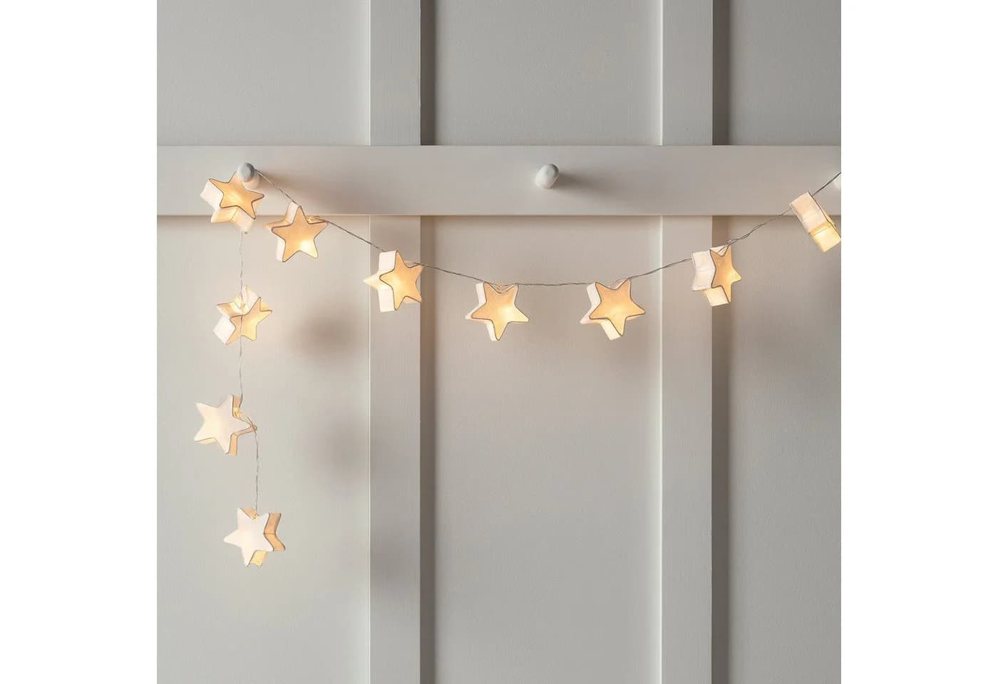 Lights4fun LED-Lichterkette 10er Papier Stern Warmweiß Timer - Bild 2