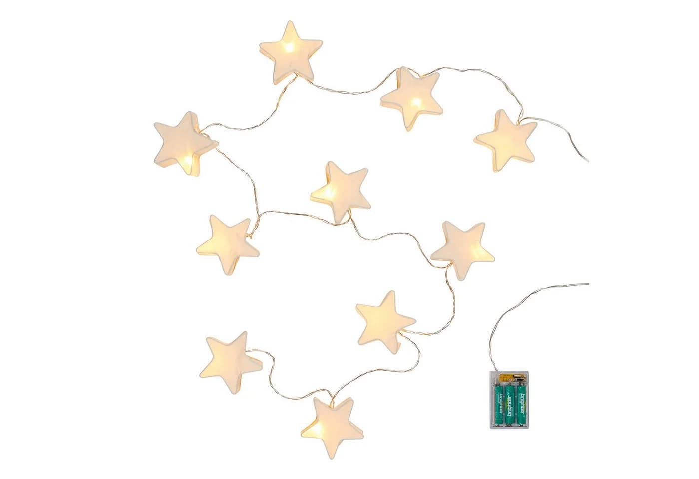 Lights4fun LED-Lichterkette 10er Papier Stern Warmweiß Timer - Bild 3