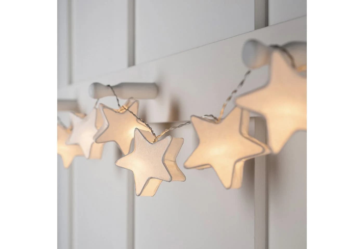 Lights4fun LED-Lichterkette 10er Papier Stern Warmweiß Timer - Bild 5