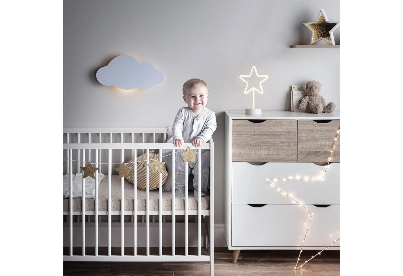 Lights4fun LED Wandleuchte Wolke Nachtlicht mit Fernbedienung - Bild 3
