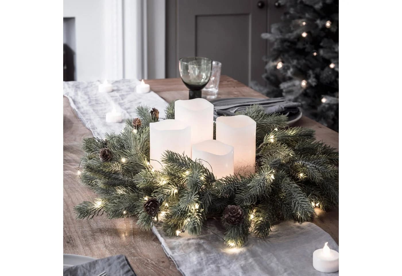 LED-Lichterkette Weihnachtsdekoration warmweiß und grün