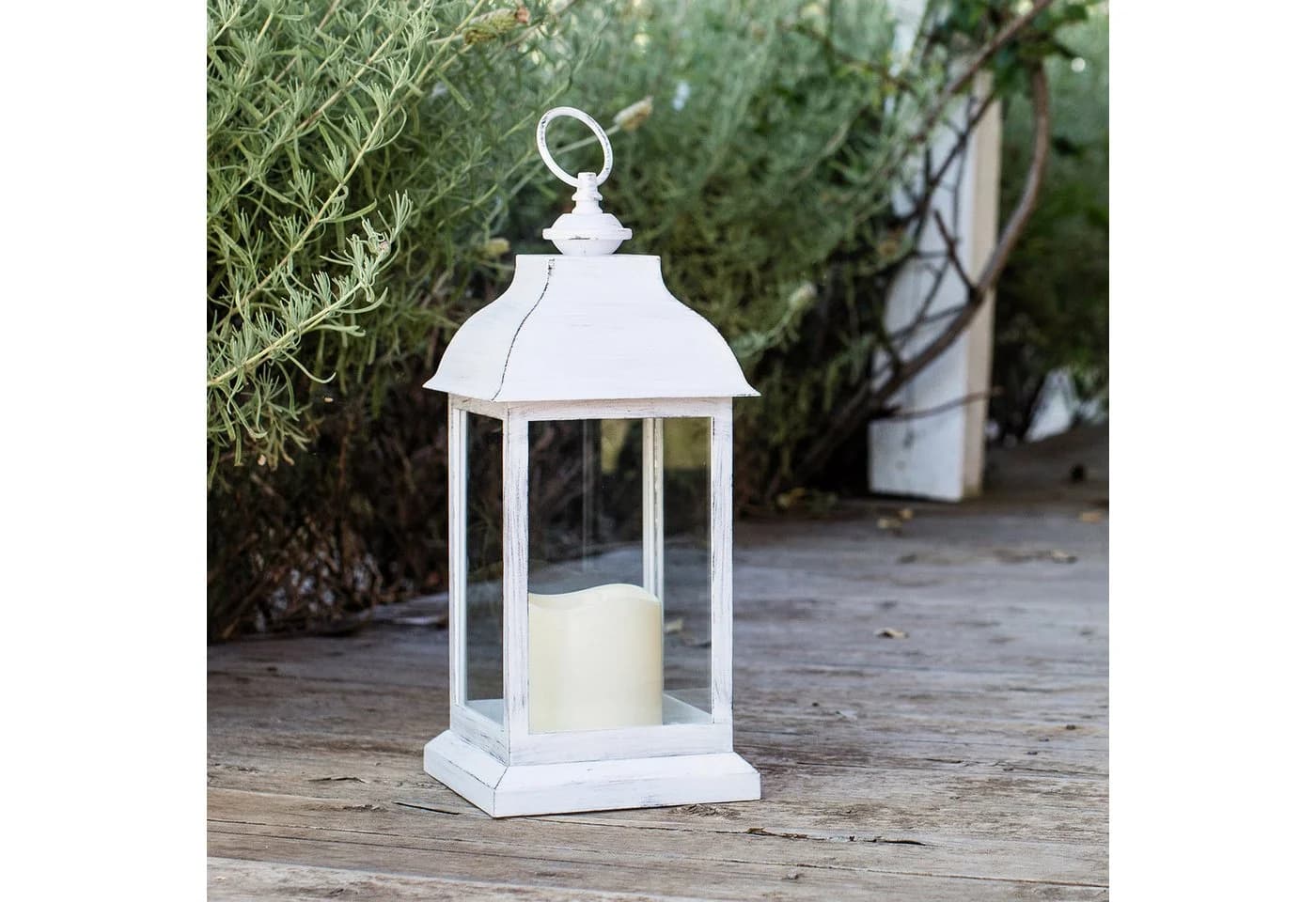 Lights4fun LED Laterne Weiß Trentham mit Timer