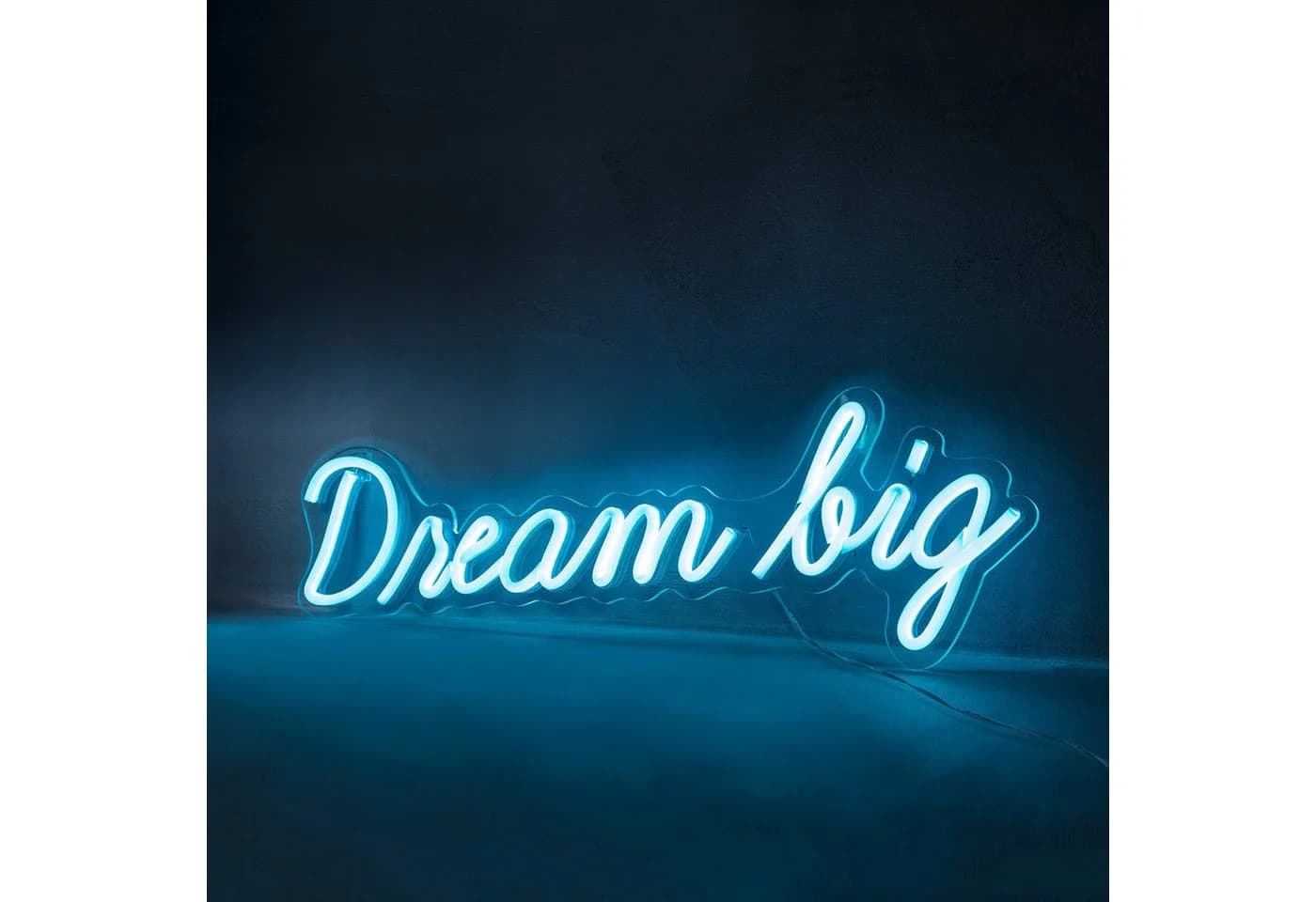 Lights4fun LED Wandleuchte Neon Leuchtschriftzug Dream Big Babyblau - Bild 4
