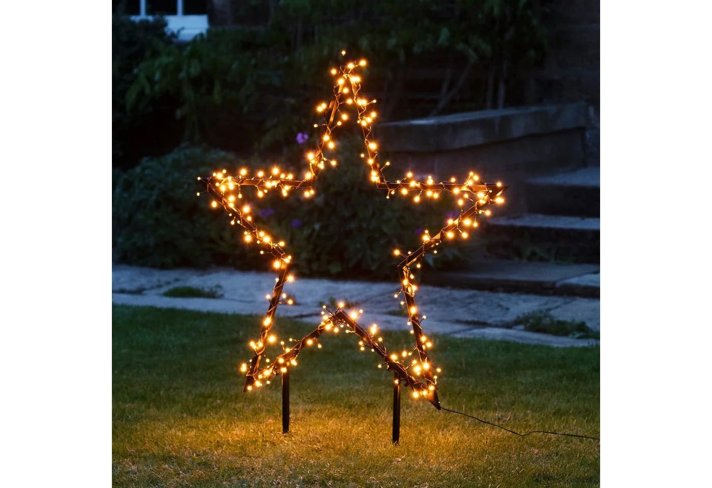 Lights4fun LED Stern 90cm Cluster Warmweiß