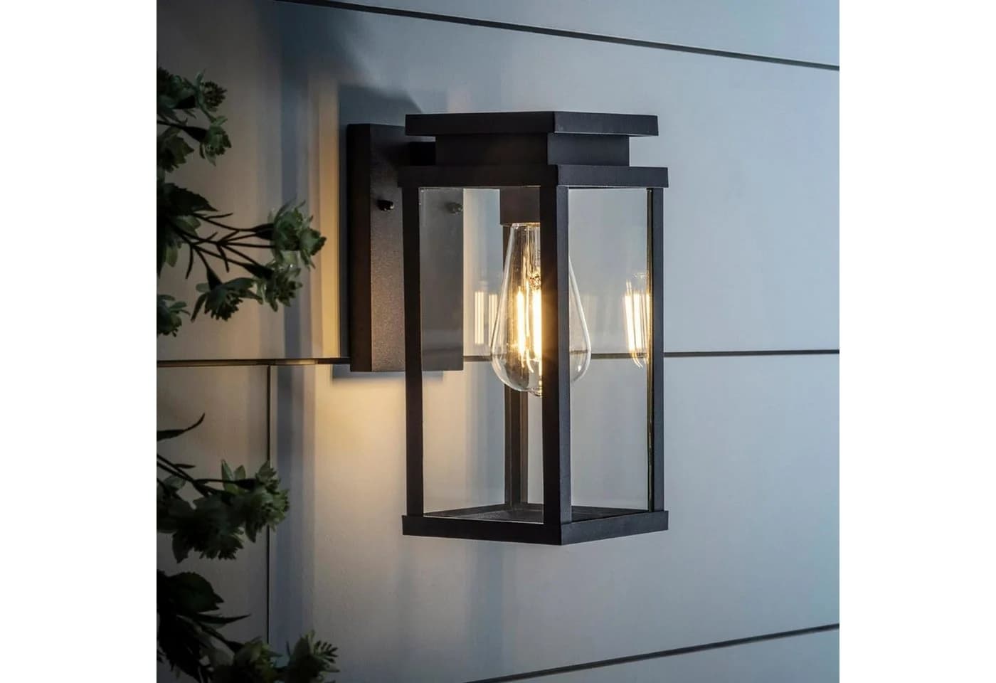 Lights4fun LED Außen-Wandleuchte Ebony Schwarz Laternenförmig