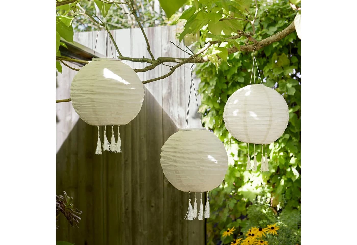 Lights4fun LED Laterne 3er Set Lucena Solar Lampions Crème - Bild 2