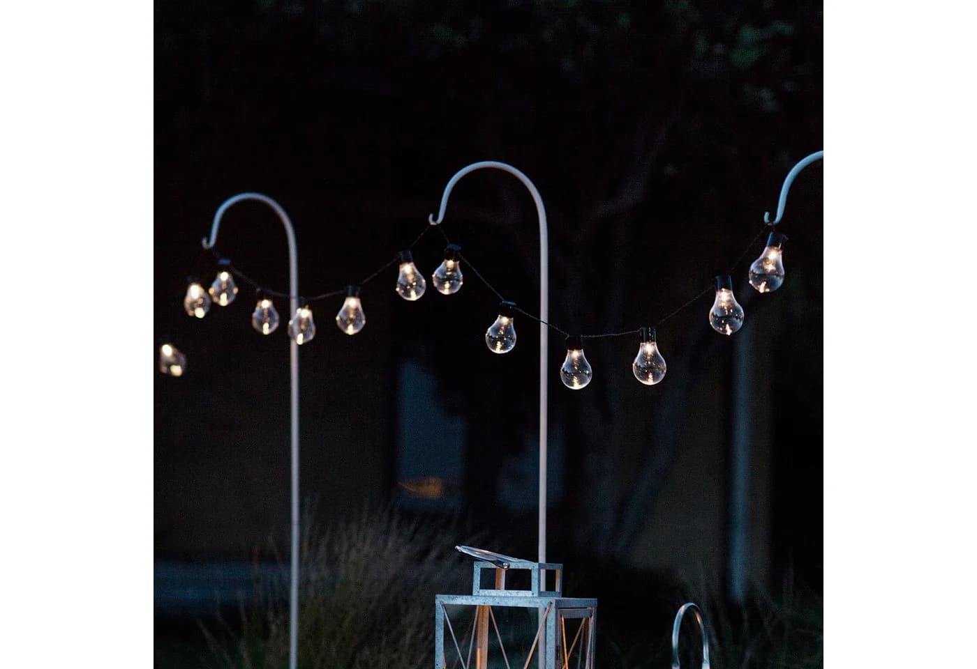 Lights4fun LED-Lichterkette 20er Solar Party warmweiß transparent