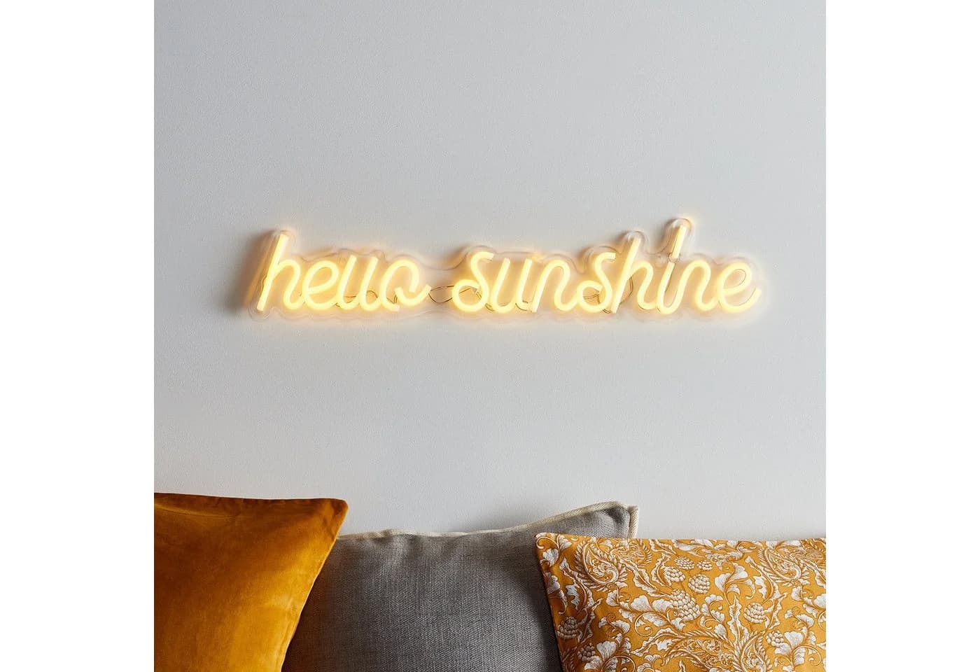 Lights4fun LED Wandleuchte Neon Schriftzug Hello Sunshine Gold - Bild 2