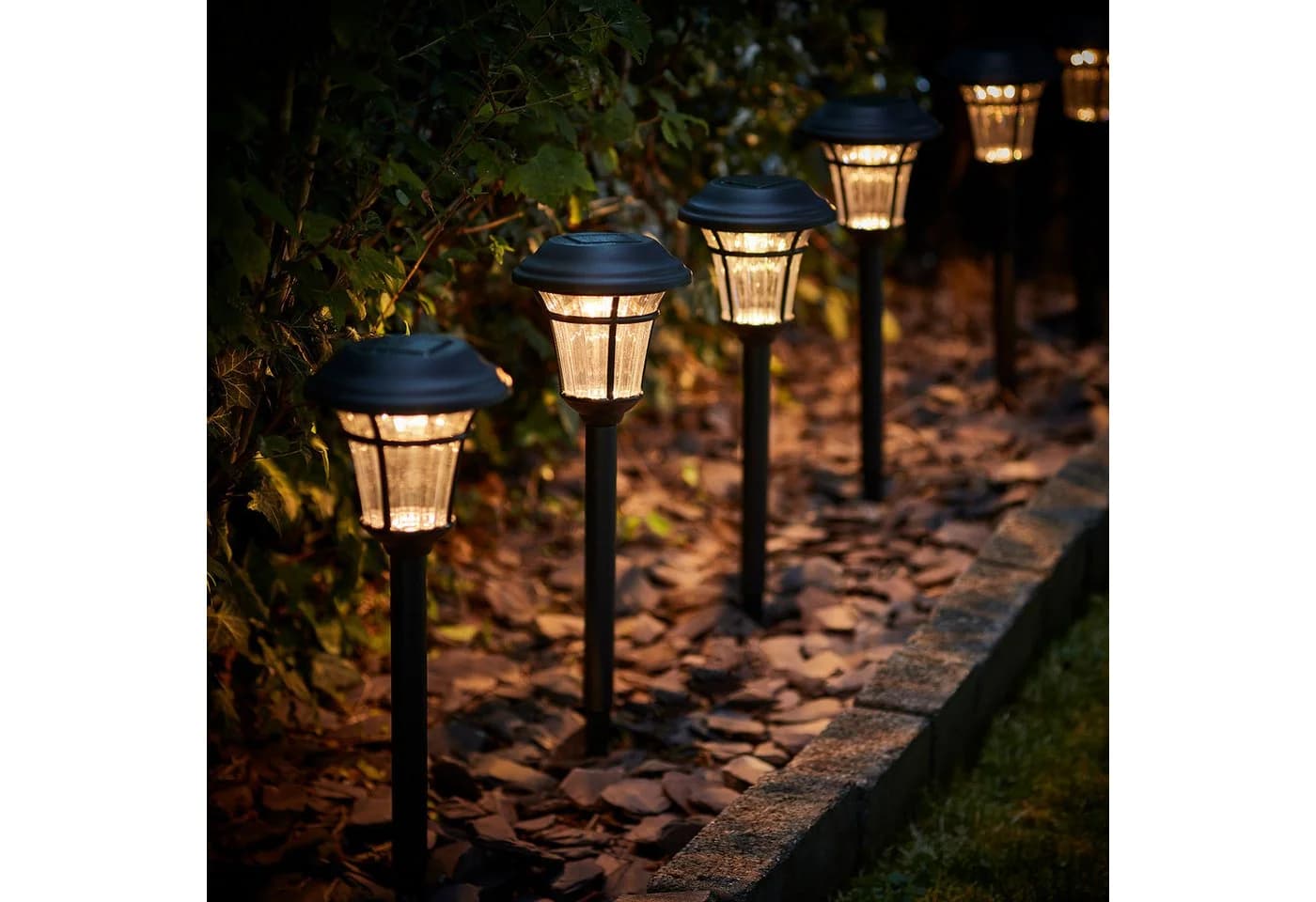 Lights4fun LED Gartenleuchte 6er Set Richmond Solar Stableuchten Vintage