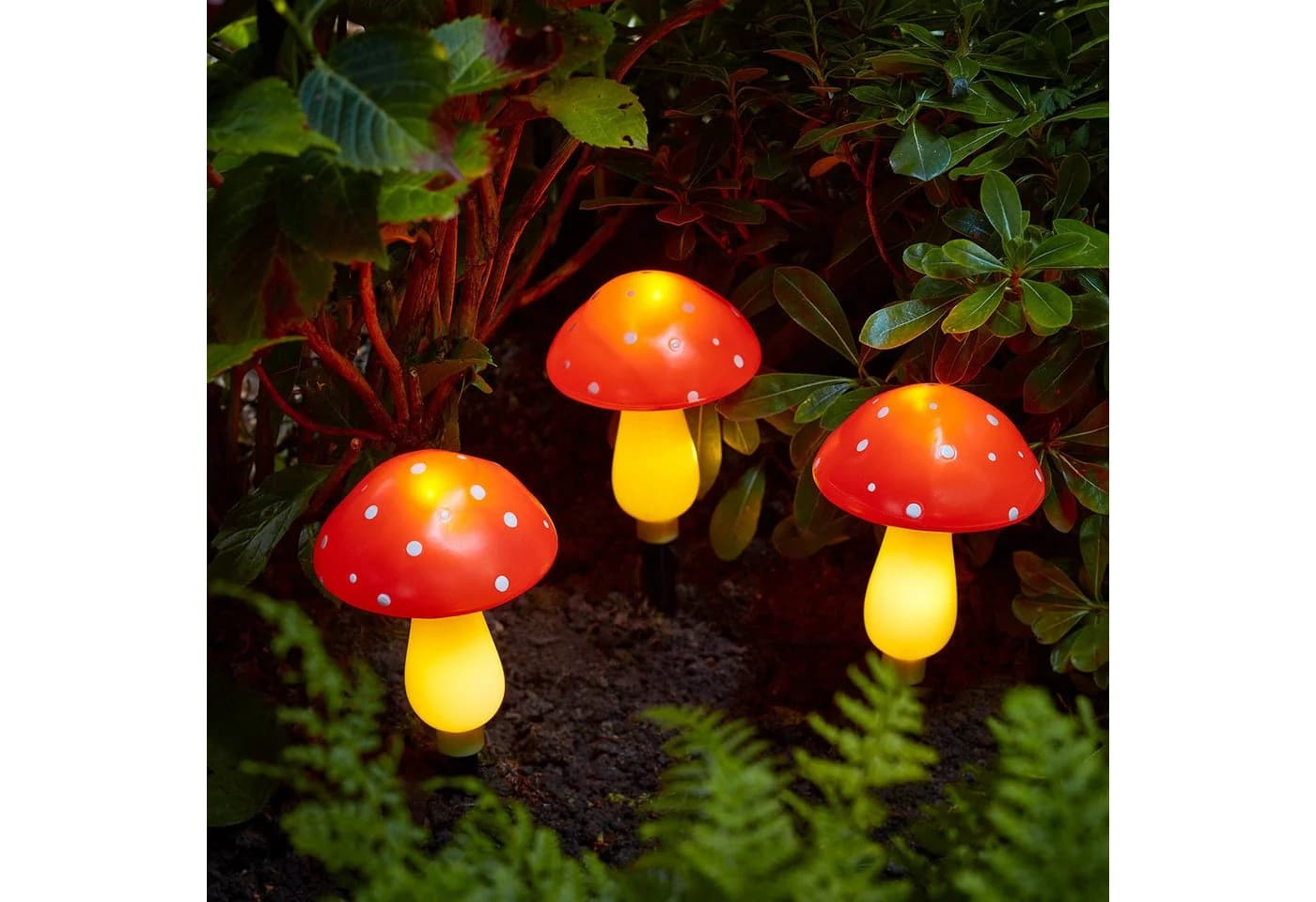 Lights4fun LED Solar Fliegenpilz Stableuchten 3er Set Garten