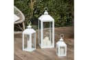 Lights4fun LED Laterne Große Perth Metall Laterne Weiß mit 3 TruGlow® Outdoor Kerzen Bild 1