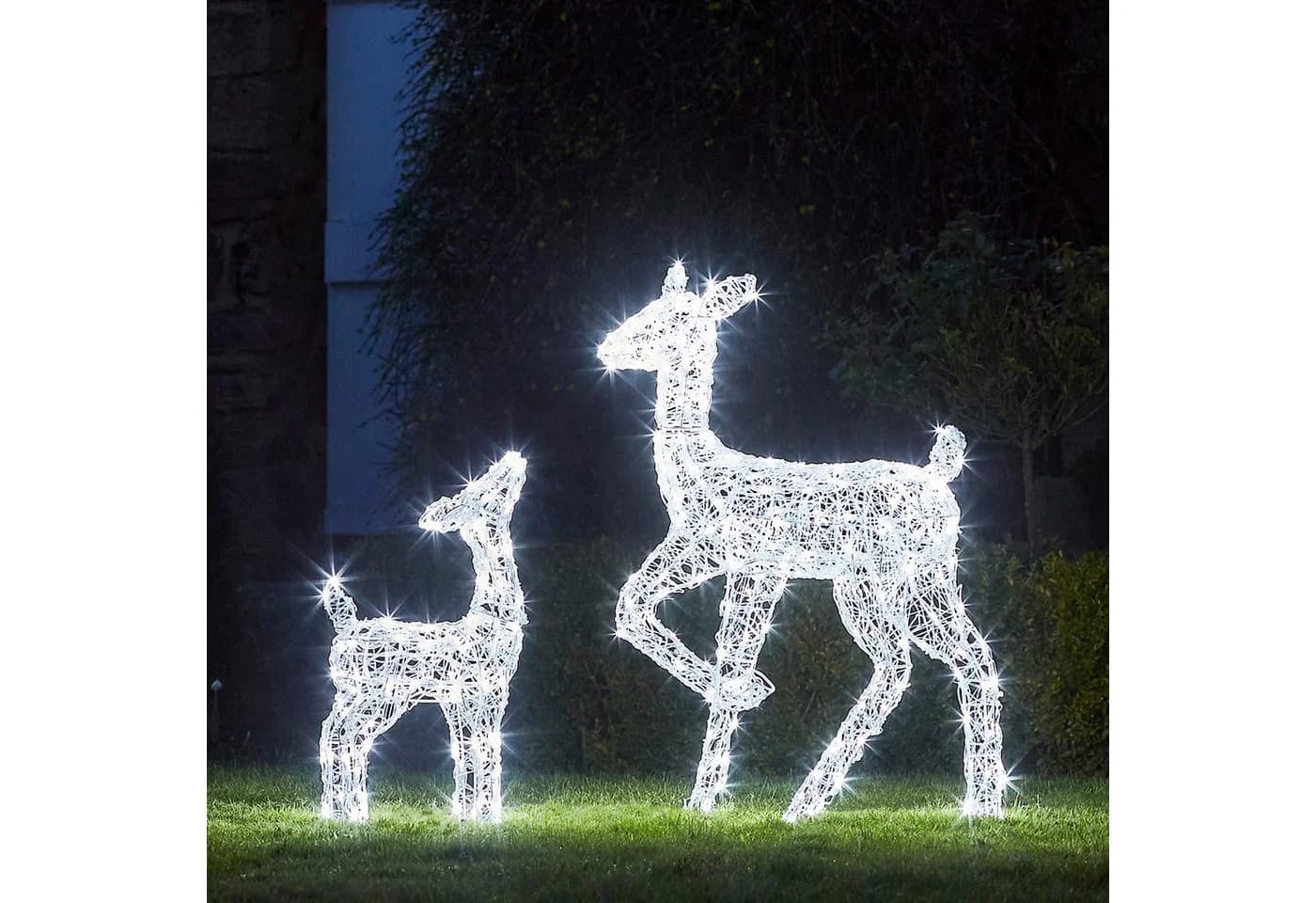 Lights4fun LED-Dekofigur 2er Set Rentiermutter & Rehkitz Acryl - Bild 3