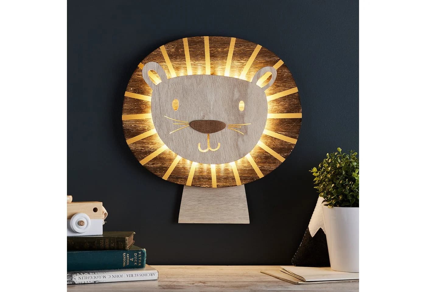 Lights4fun LED Wandleuchte Löwen Wandlampe Kinderzimmer