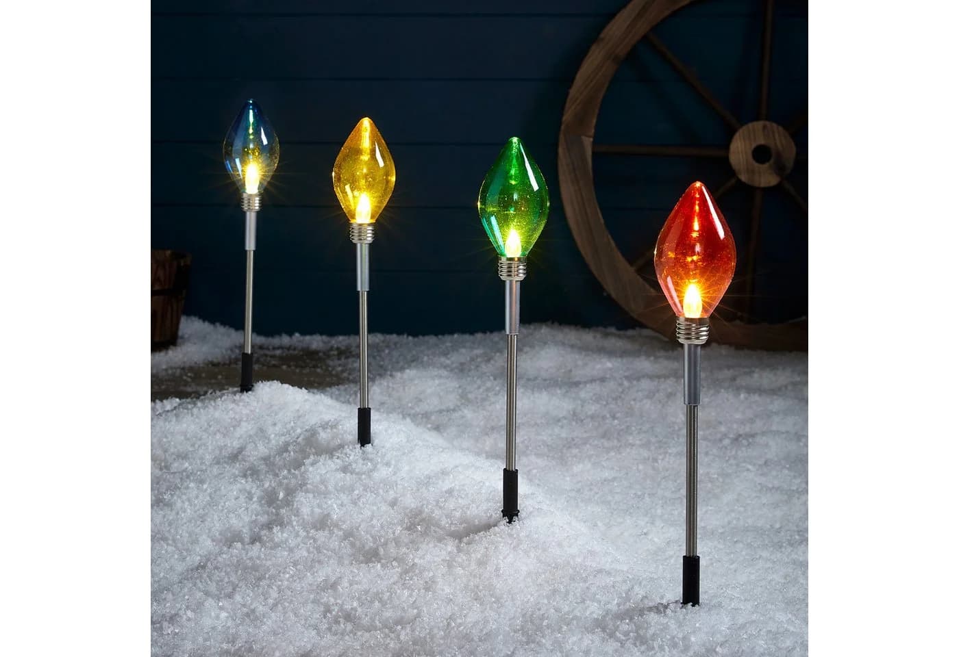 Lights4fun LED Dekolicht 4er Set mehrfarbig Weihnachtsdeko außen