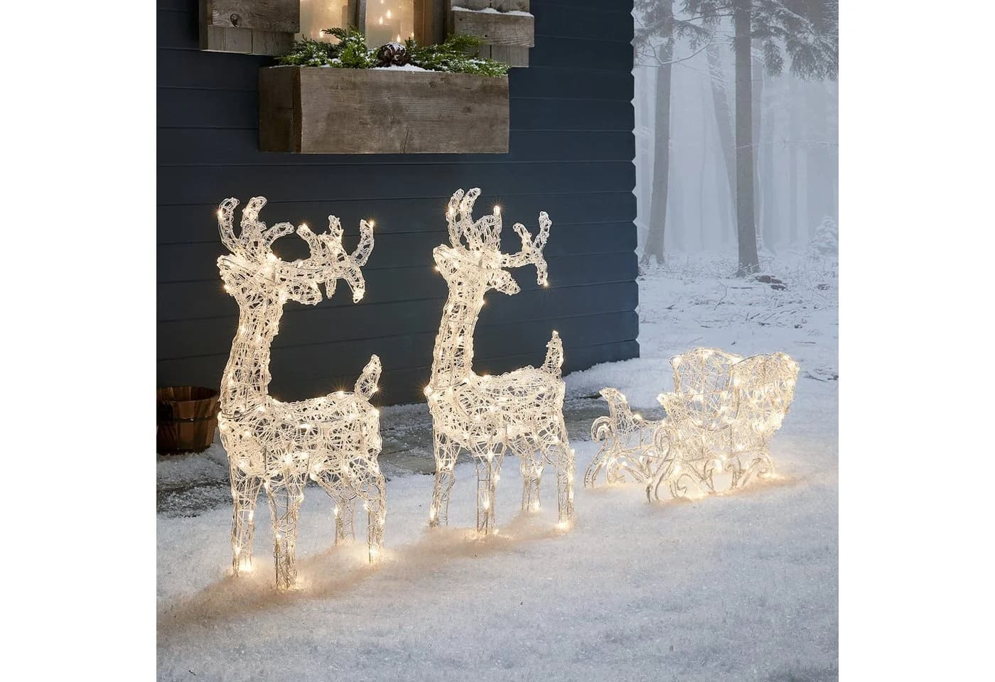 Lights4fun LED-Rentiere mit Schlitten Swinsty, Weihnachtsbeleuchtung - Bild 2