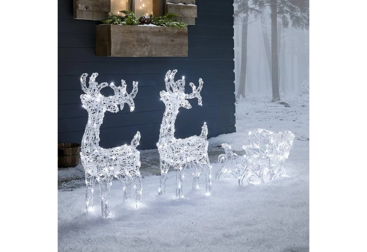 Lights4fun LED-Rentiere mit Schlitten Swinsty, Weihnachtsbeleuchtung - Bild 3