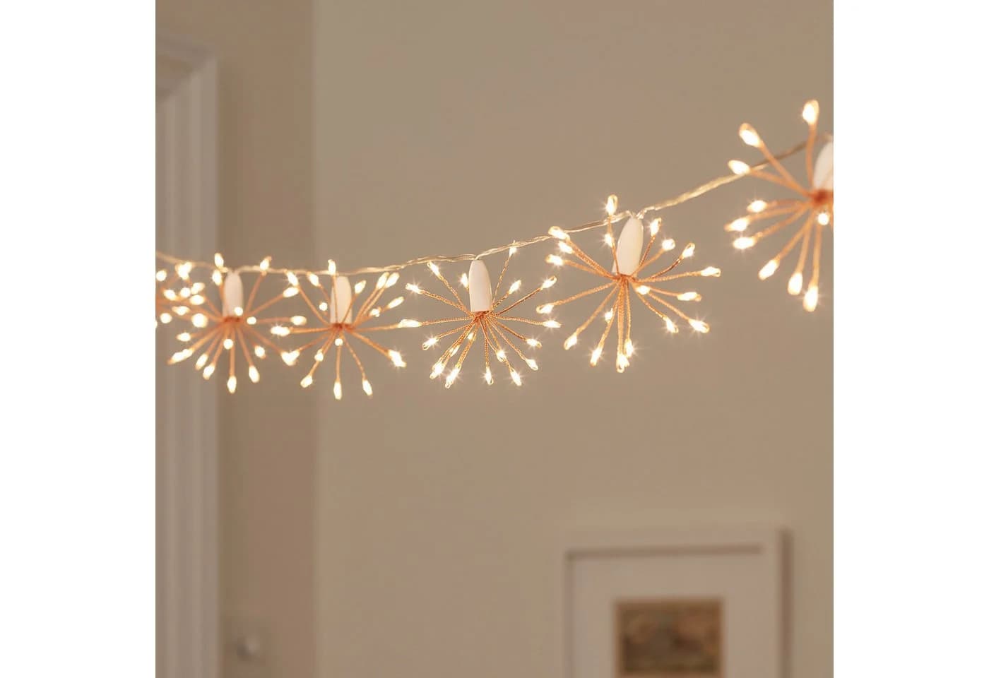 Lights4fun LED-Lichterkette 15er Sternenbälle Roségold