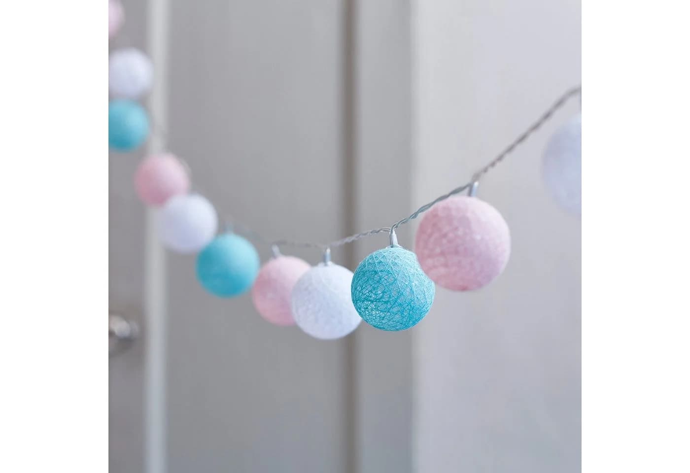 Lights4fun LED-Lichterkette 20er LED Cotton Ball Batterie Pastell