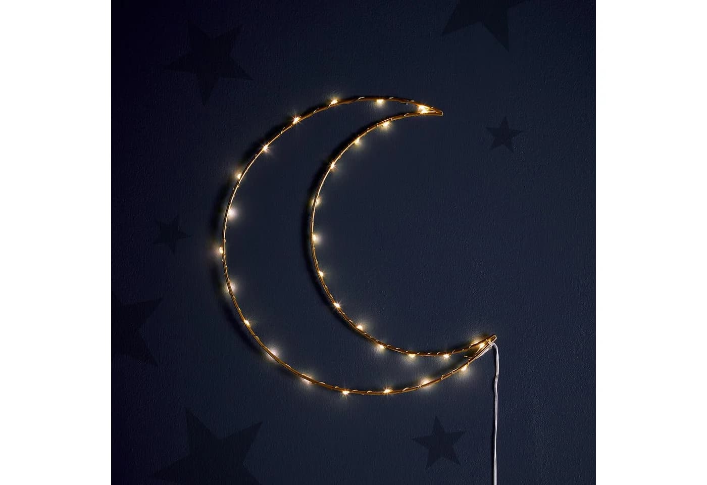 Lights4fun LED Mond Dekolicht Gold 30cm Warmweiß