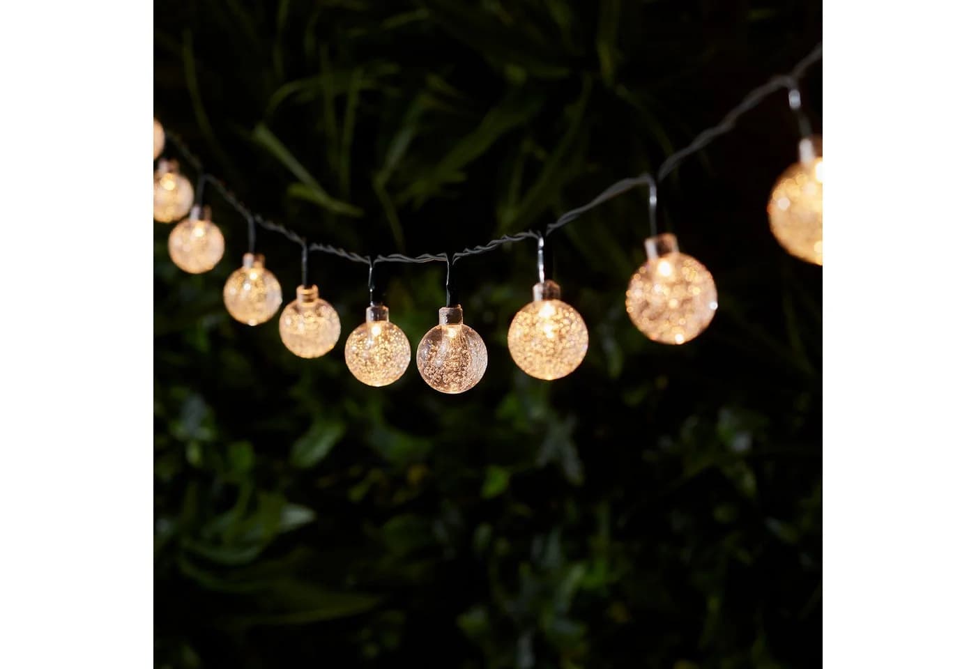 Lights4fun Solar Lichterkette 40er Bubble Ball warmweiß