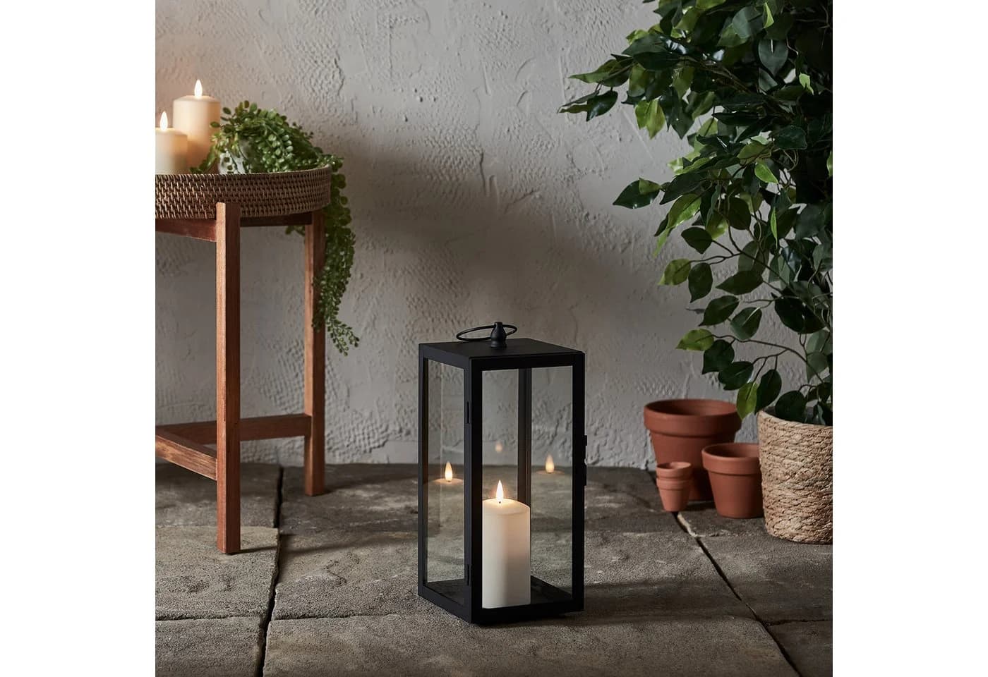 Lights4fun LED Laterne Bowen Gartenlaterne Schwarz mit TruGlow® Kerze - Bild 2