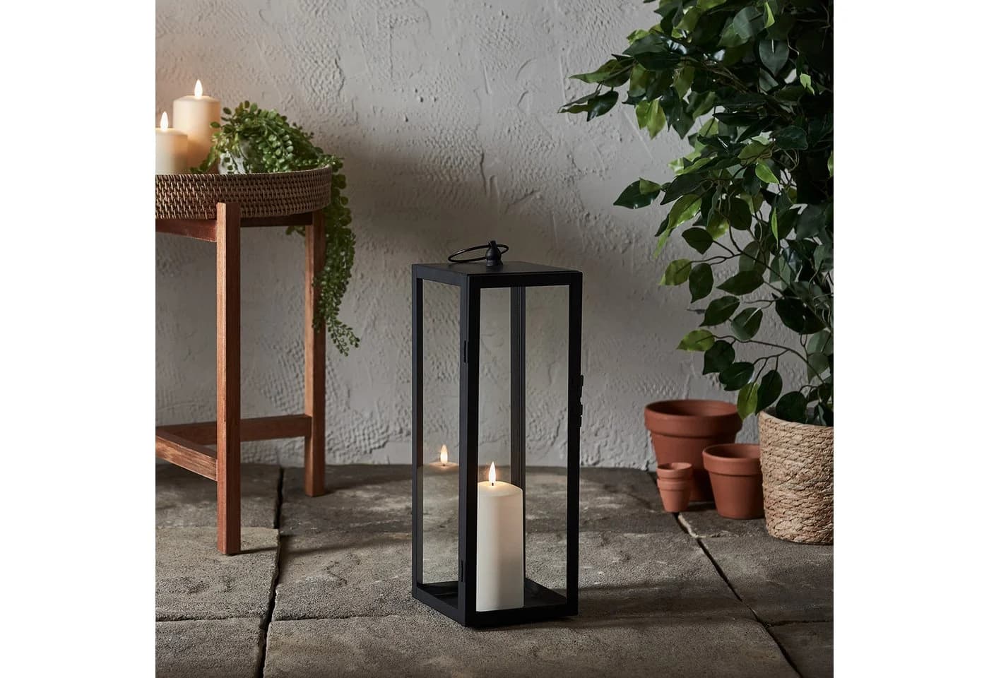 Lights4fun LED Laterne Große Bowen Gartenlaterne mit TruGlow® Outdoor Kerze