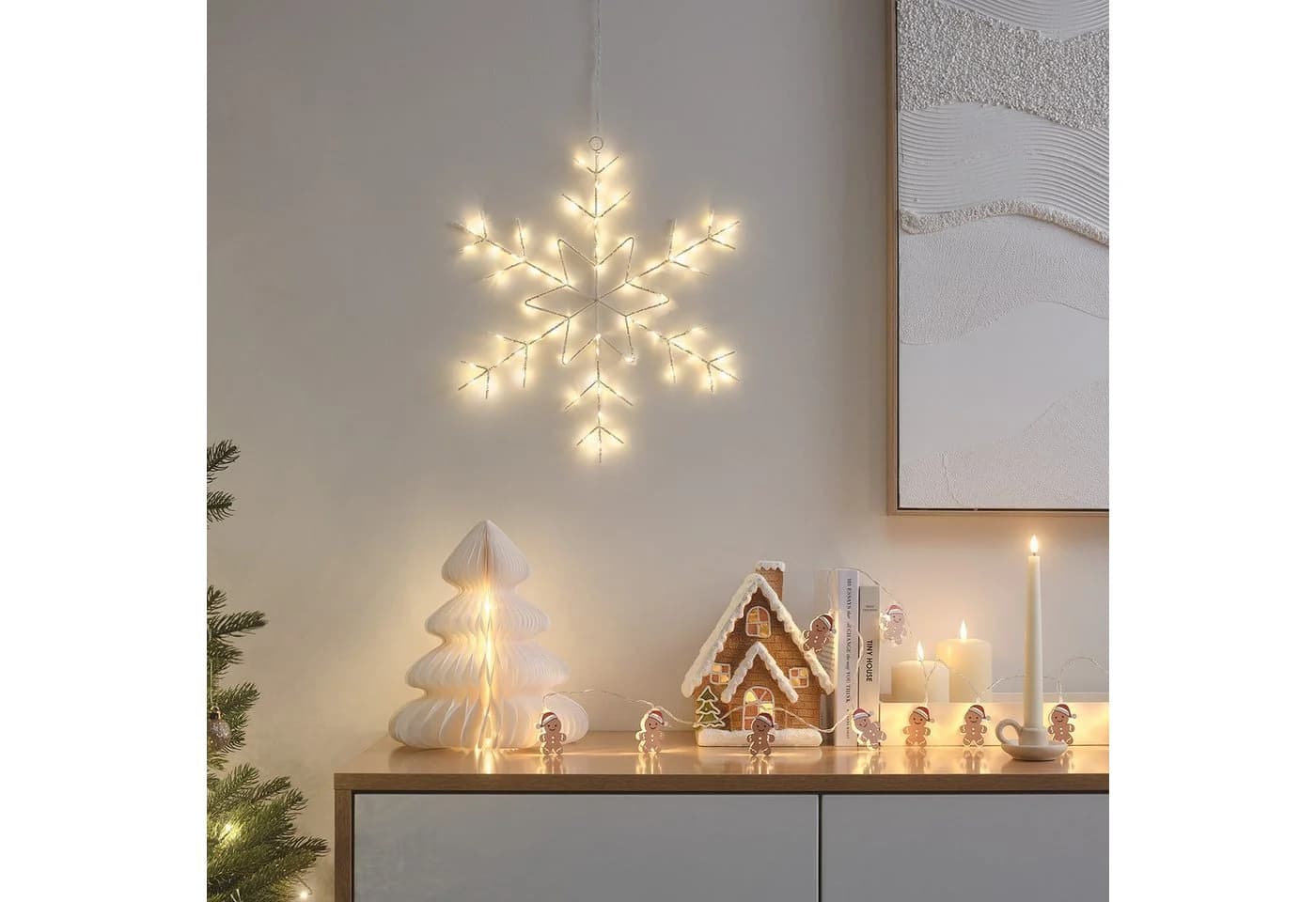 Lights4fun LED-Dekofigur Osby Schneeflocke 50cm