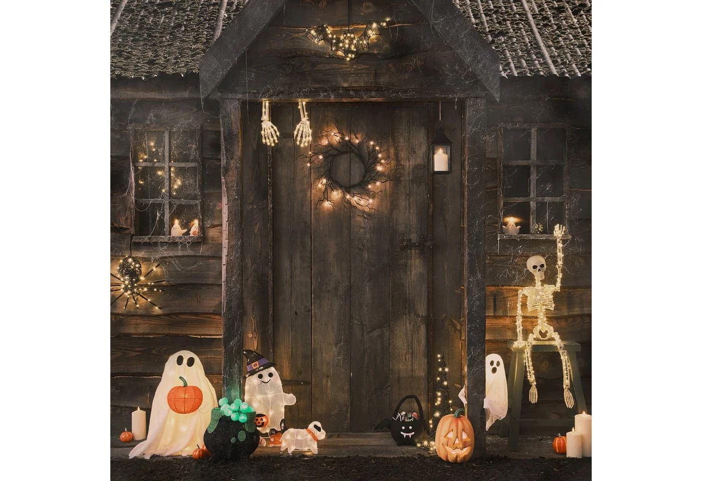 Lights4fun LED Skelett Gartendeko 2er Set Warmweiß Halloween