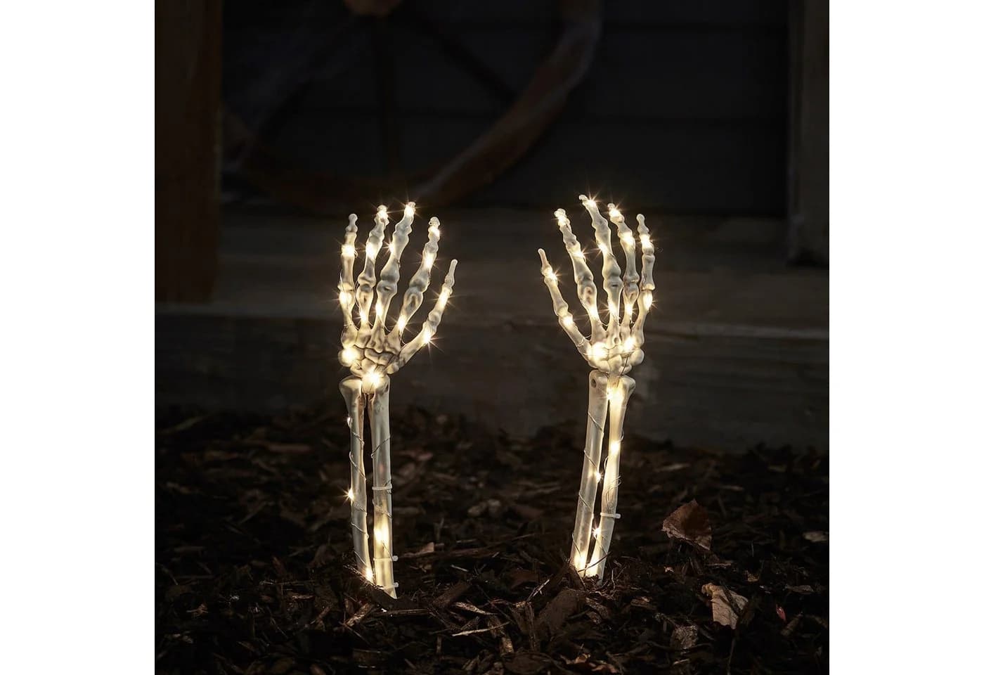 Lights4fun LED Skelett Gartendeko 2er Set Warmweiß Halloween - Bild 2