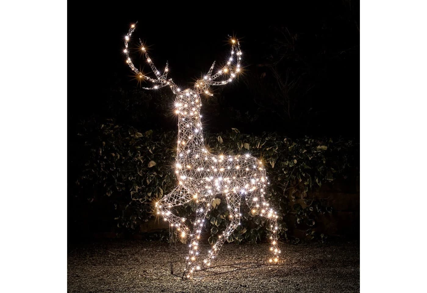 Lights4fun LED-Rentier Hirsch XL Studley Braune Rattanoptik