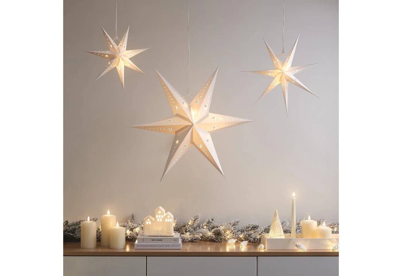 Lights4fun LED Sterne Trio aus Papier mit Timer - Bild 2