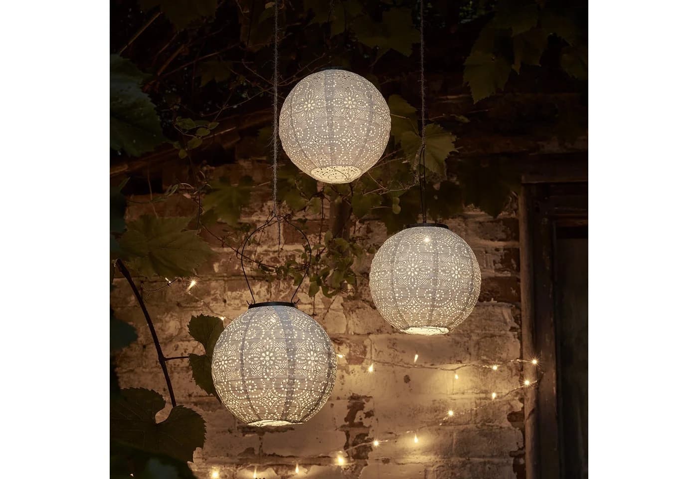Lights4fun LED Lampion 3er Set Tyvek Solar Lampions Weiß - Bild 2