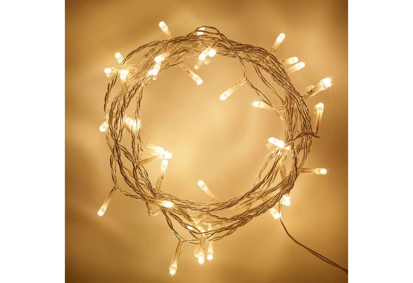 Lights4fun LED-Lichterkette 50er warmweiß transparentes Kabel - Bild 2